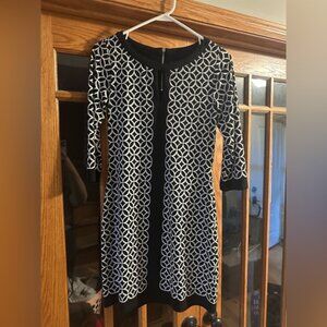 White House Black Market Black and White Long Sleeve Dress